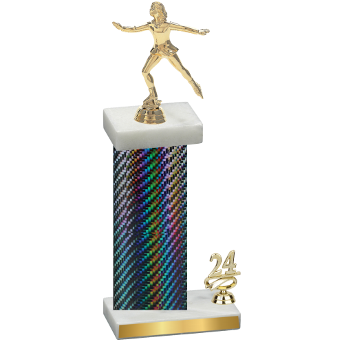 Accented Single Black Carbon Fiber Year Skater Trophy