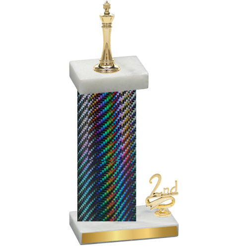 Accented Single Black Carbon Fiber Second Place Chess Trophy