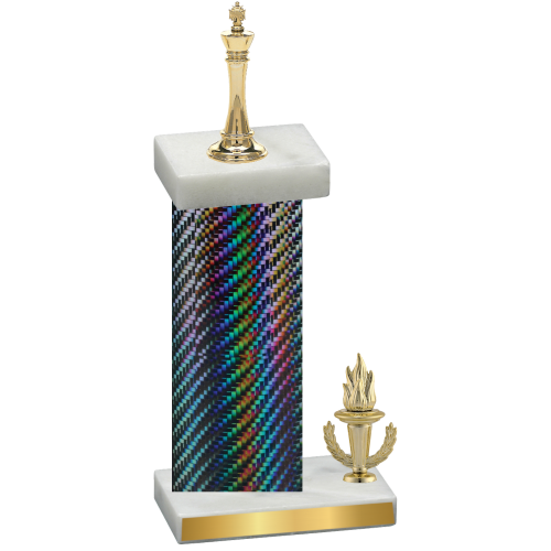 Accented Single Black Carbon Fiber Victory Chess Trophy