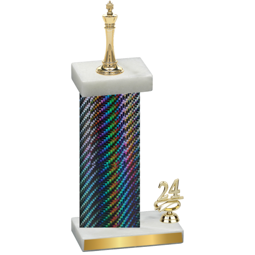 Accented Single Black Carbon Fiber Year Chess Trophy