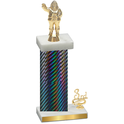 Accented Single Black Carbon Fiber Third Place Holiday Trophy