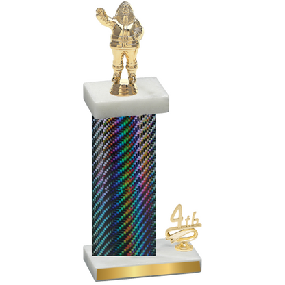 Accented Single Black Carbon Fiber Fourth Place Holiday Trophy