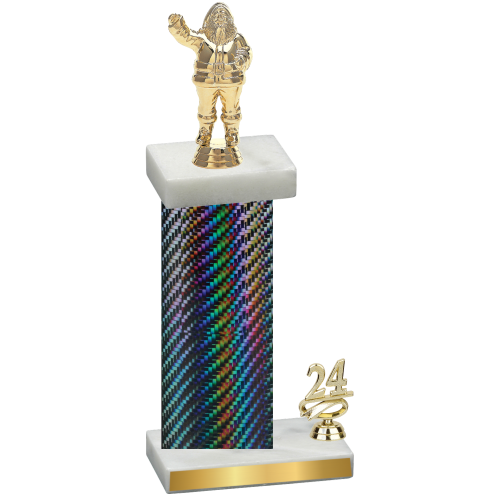 Accented Single Black Carbon Fiber Year Holiday Trophy