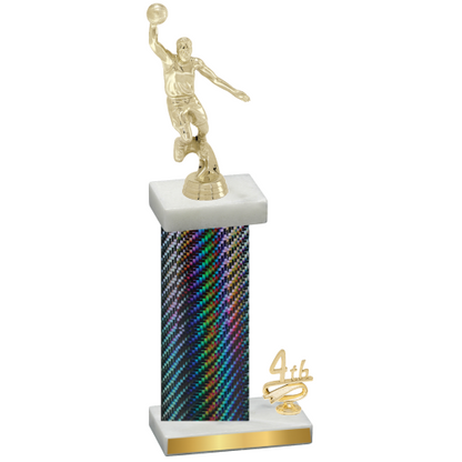 Accented Single Black Carbon Fiber Fourth Place Basketball Trophy