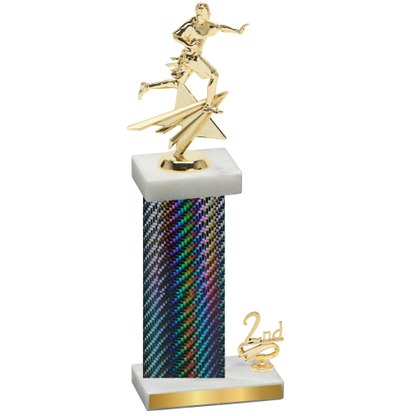 Accented Single Black Carbon Fiber Second Place Flag Football Trophy