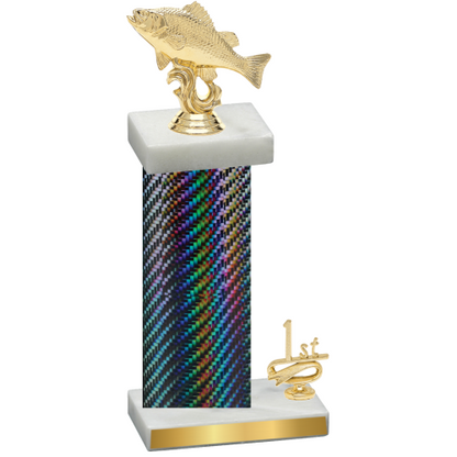 Accented Single Black Carbon Fiber First Place Fishing Trophy