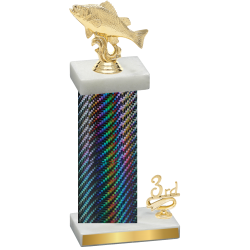 Accented Single Black Carbon Fiber Third Place Fishing Trophy