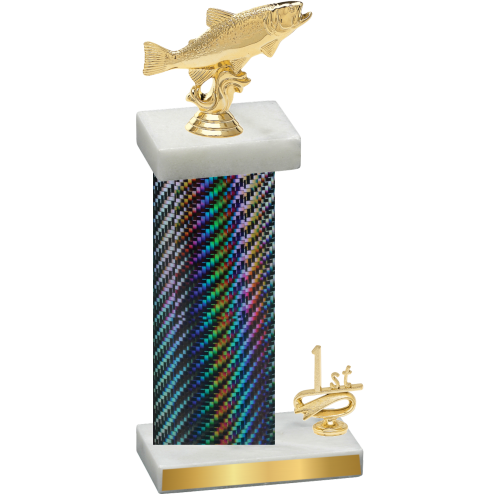 Accented Single Black Carbon Fiber First Place Fishing Trophy