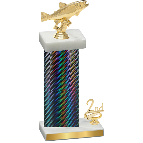 Accented Single Black Carbon Fiber Second Place Fishing Trophy