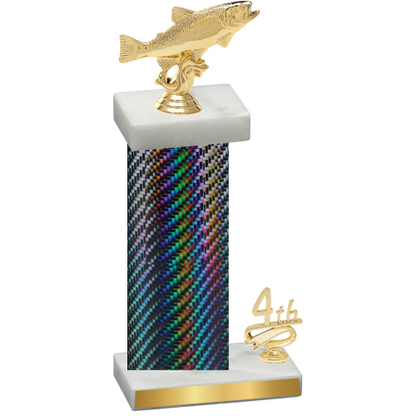 Accented Single Black Carbon Fiber Fourth Place Fishing Trophy