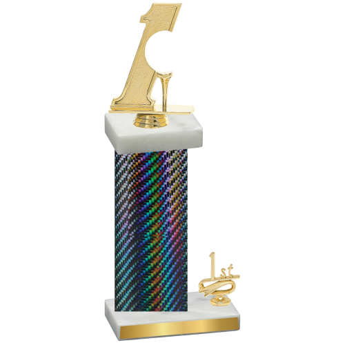 Accented Single Black Carbon Fiber First Place Golf Trophy