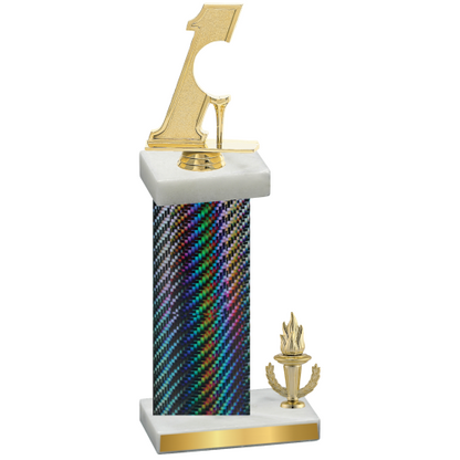 Accented Single Black Carbon Fiber Victory Golf Trophy