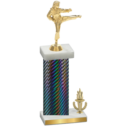 Accented Single Black Carbon Fiber Victory Karate Trophy