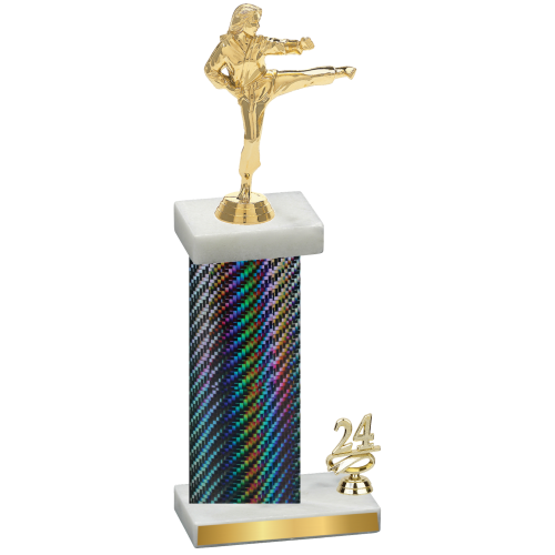 Accented Single Black Carbon Fiber Year Karate Trophy