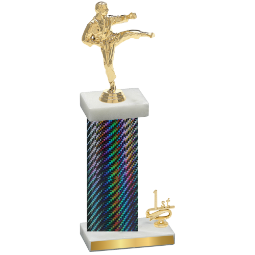 Accented Single Black Carbon Fiber First Place Karate Trophy