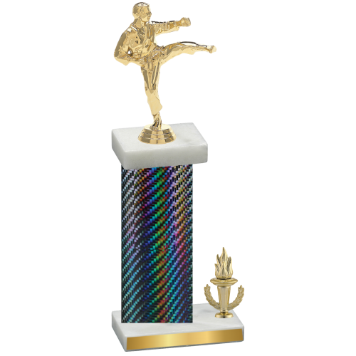 Accented Single Black Carbon Fiber Victory Karate Trophy