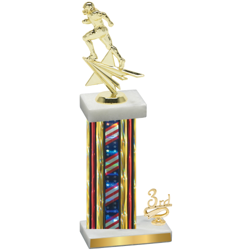 Accented Single Flag USA Third Place Football Trophy