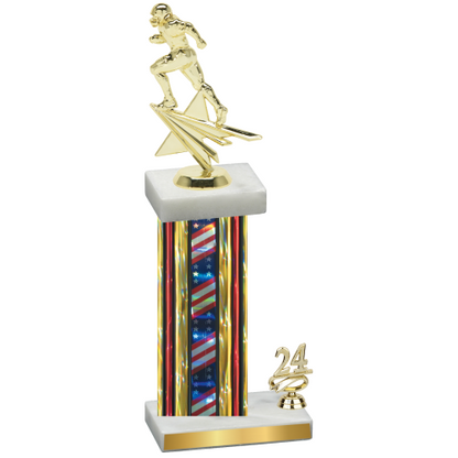 Accented Single Flag USA Year Football Trophy