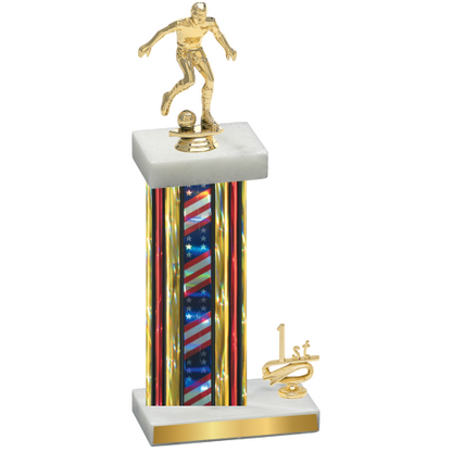 Accented Single Flag USA First Place Soccer Trophy