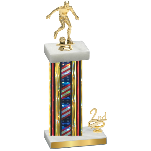 Accented Single Flag USA Second Place Soccer Trophy