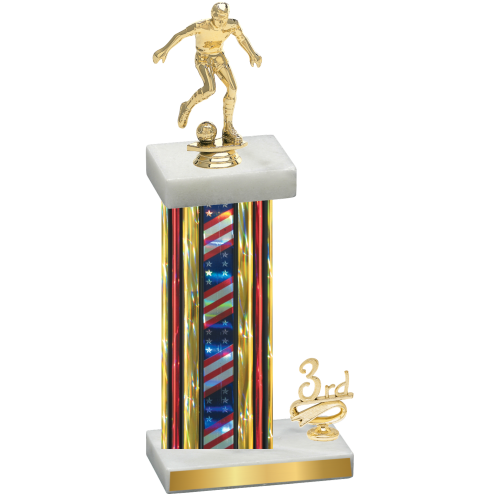 Accented Single Flag USA Third Place Soccer Trophy