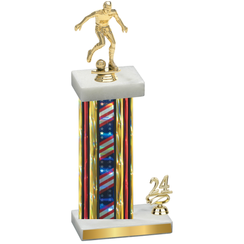 Accented Single Flag USA Year Soccer Trophy