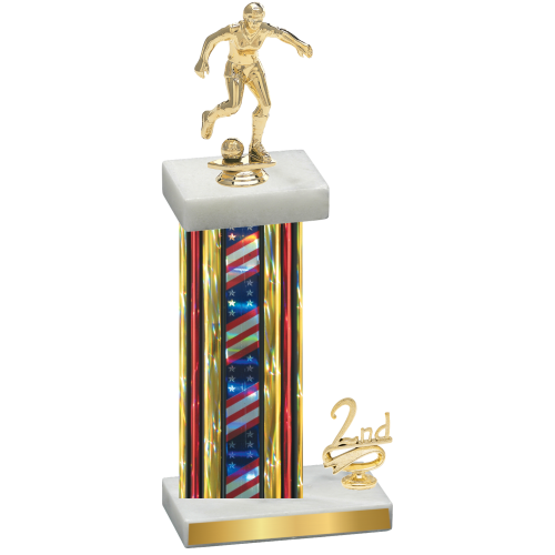 Accented Single Flag USA Second Place Soccer Trophy