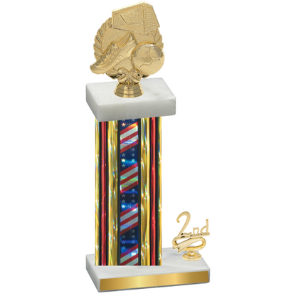 Accented Single Flag USA Second Place Soccer Trophy