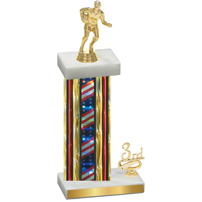 Accented Single Flag USA Third Place Rugby Trophy