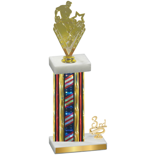 Accented Single Flag USA Third Place Rugby Trophy
