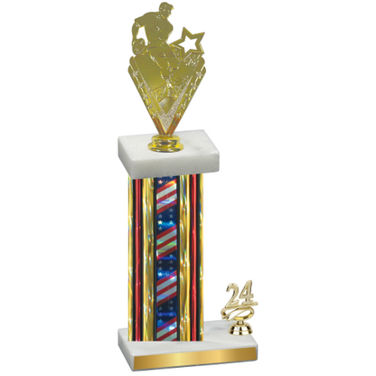 Accented Single Flag USA Year Rugby Trophy