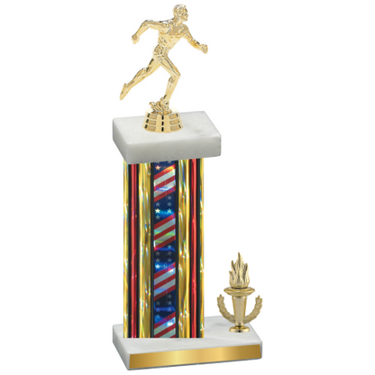 Accented Single Flag USA Victory Running Trophy