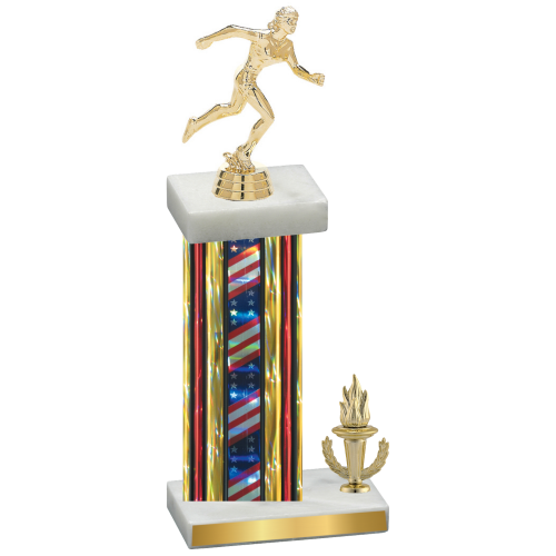 Accented Single Flag USA Victory Running Trophy