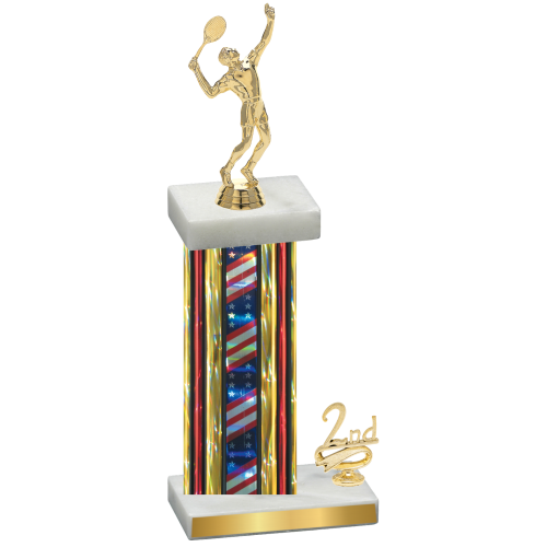 Accented Single Flag USA Second Place Tennis Trophy