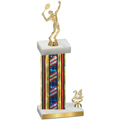 Accented Single Flag USA Year Tennis Trophy