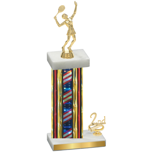 Accented Single Flag USA Second Place Tennis Trophy