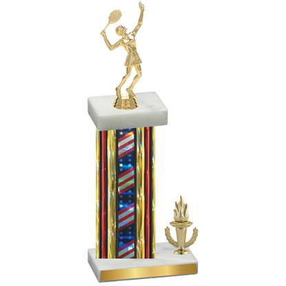 Accented Single Flag USA Victory Tennis Trophy