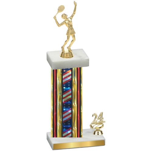 Accented Single Flag USA Year Tennis Trophy