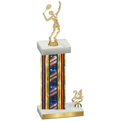 Accented Single Flag USA Year Tennis Trophy