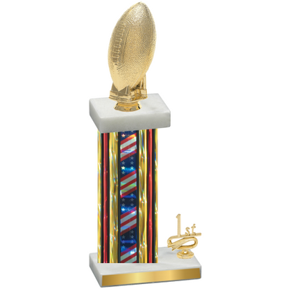 Accented Single Flag USA First Place Football Trophy