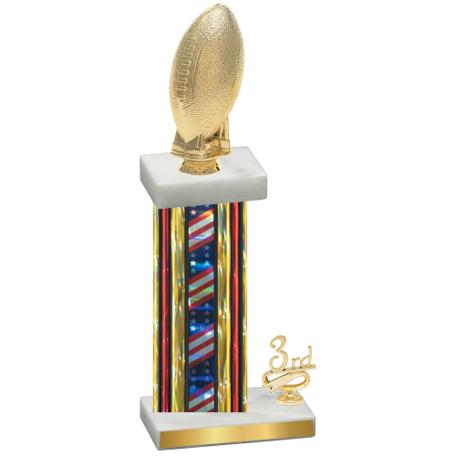 Accented Single Flag USA Third Place Football Trophy