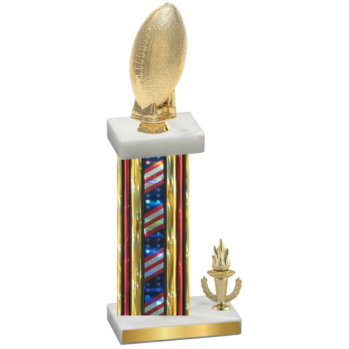 Accented Single Flag USA Victory Football Trophy