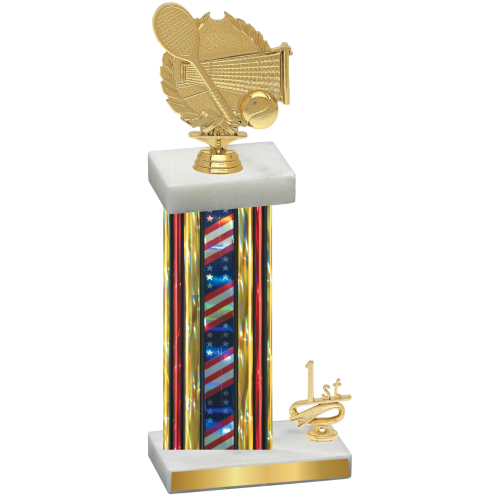 Accented Single Flag USA First Place Tennis Trophy