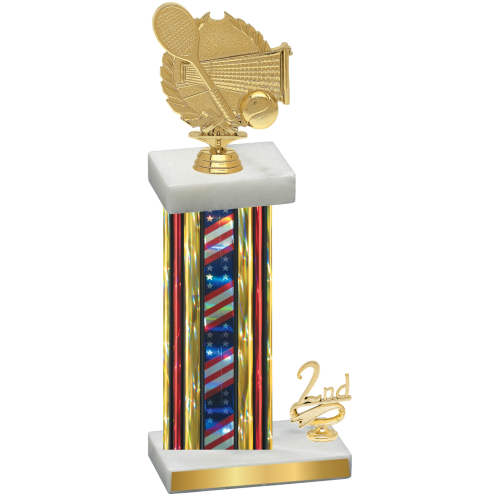 Accented Single Flag USA Second Place Tennis Trophy