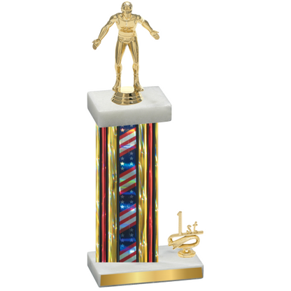 Accented Single Flag USA First Place Wrestling Trophy