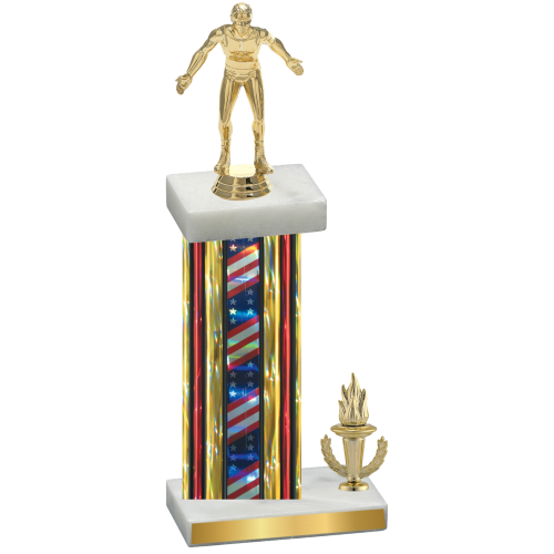 Accented Single Flag USA Victory Wrestling Trophy