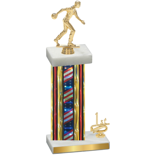 Accented Single Flag USA First Place Bowling Trophy