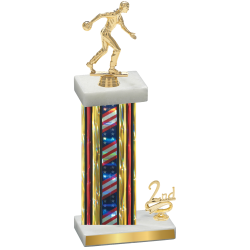 Accented Single Flag USA Second Place Bowling Trophy
