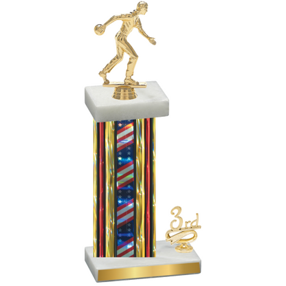 Accented Single Flag USA Third Place Bowling Trophy