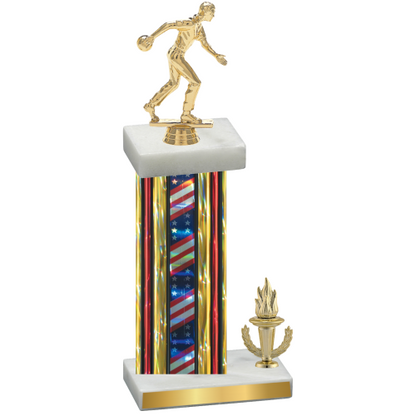 Accented Single Flag USA Victory Bowling Trophy